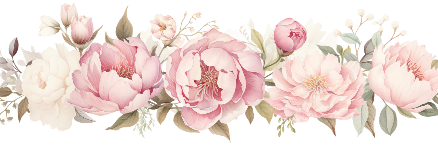 Peony Border Monogram Note Cards