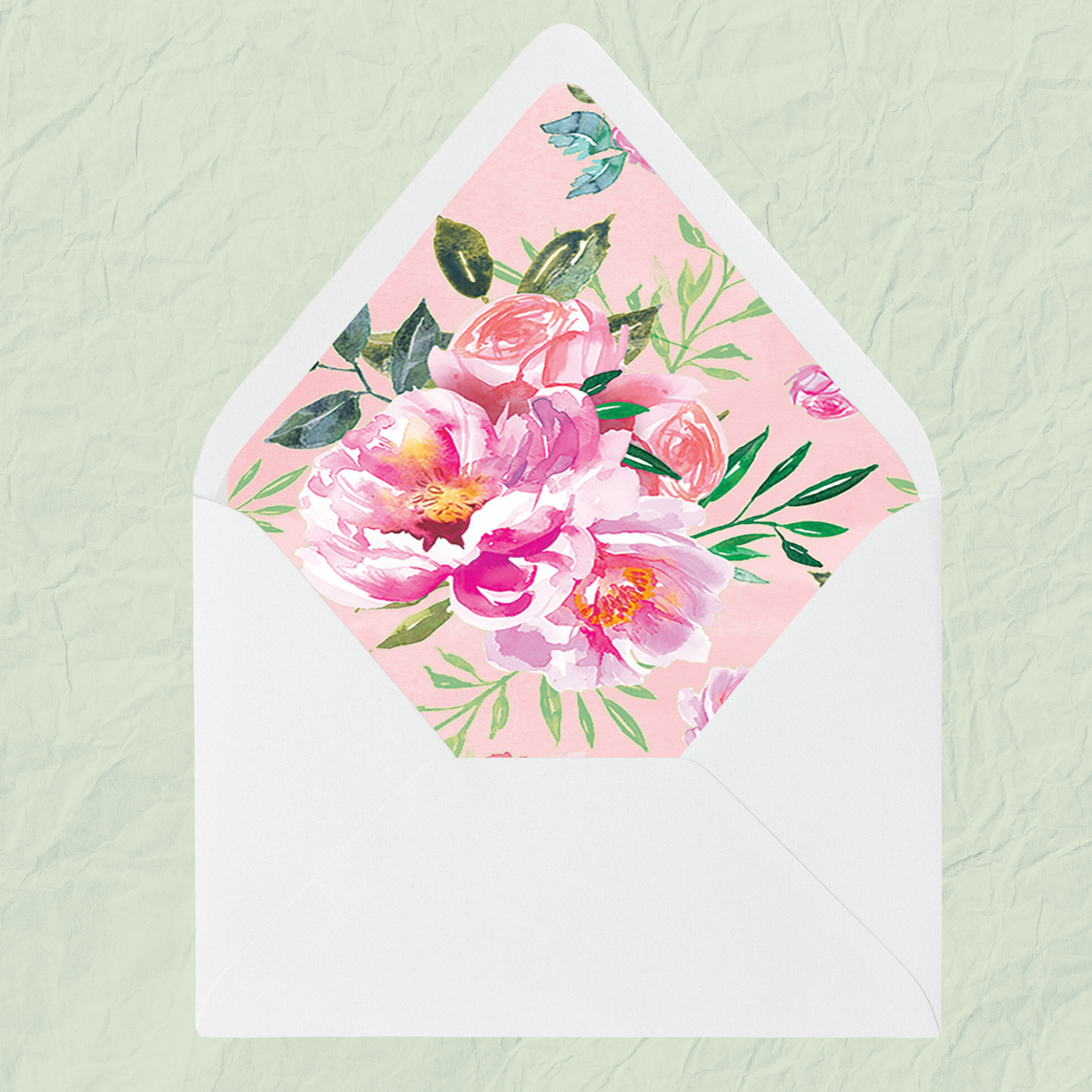 Digital Watercolor Pink Roses Patterned Envelope Liners