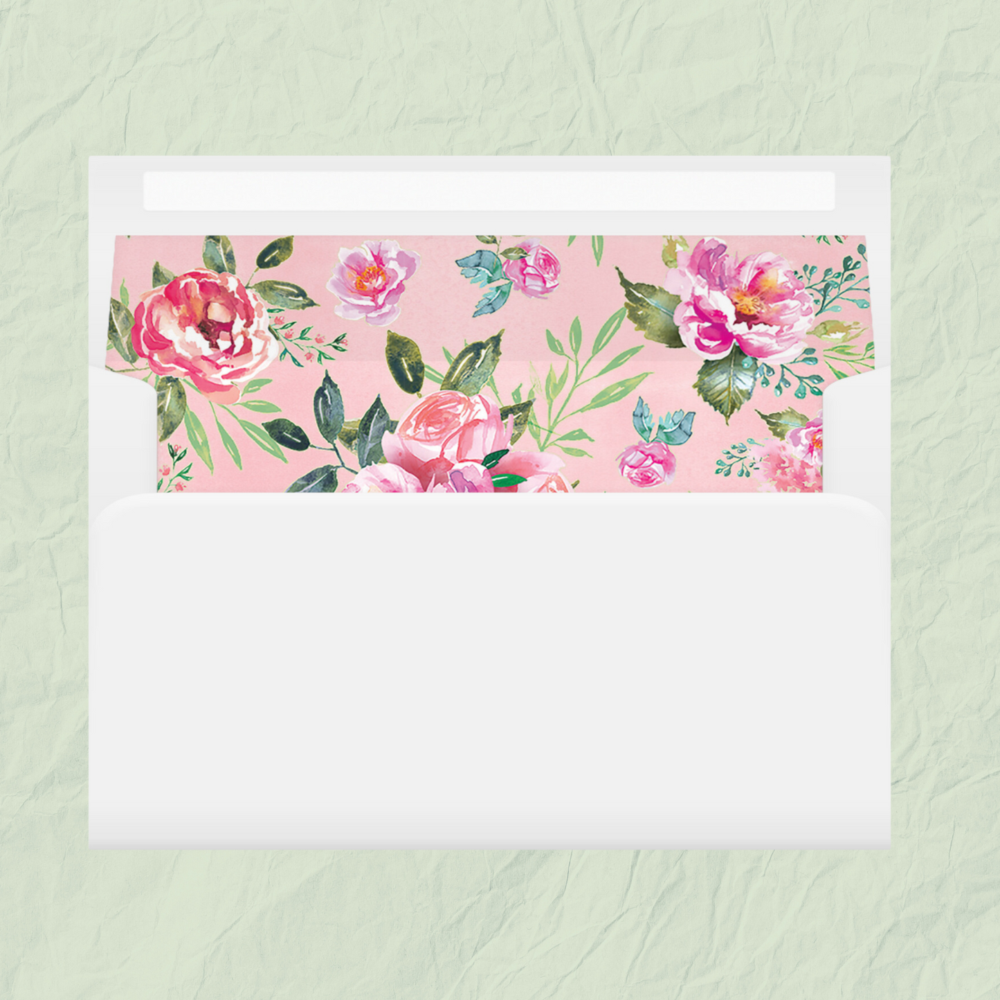 Digital Watercolor Pink Roses Patterned Envelope Liners