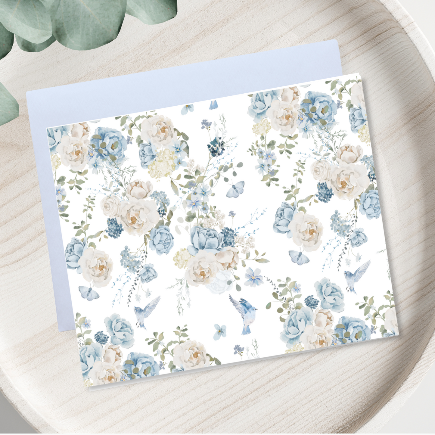 Blue Floral Pattern Note Cards
