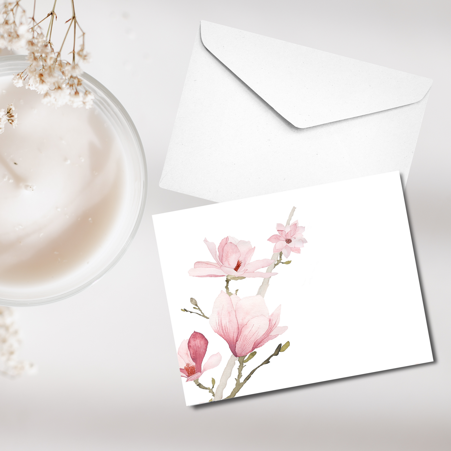 Pink Magnolia Personalized Note Cards