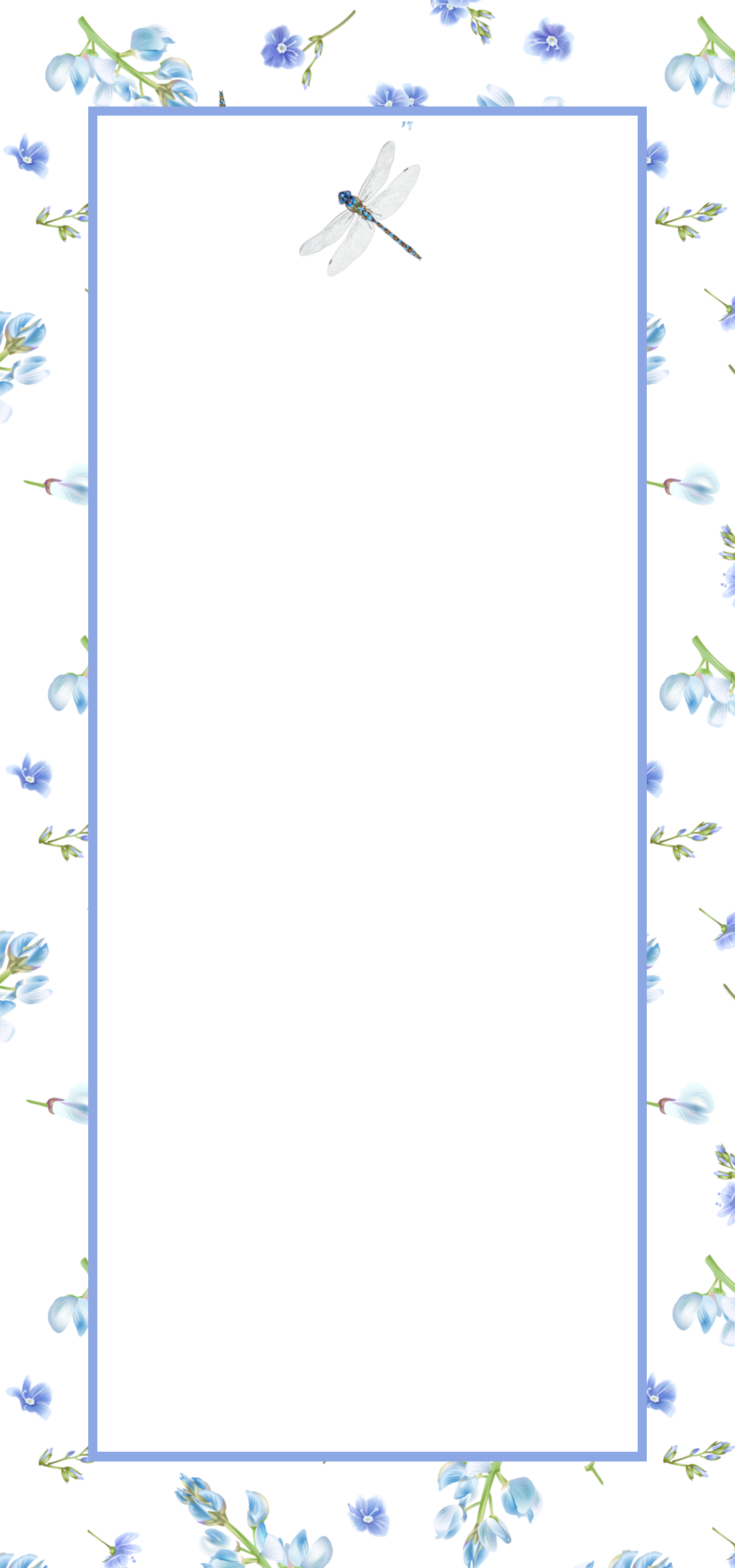 Blue Dragonfly Floral Long Note Pad