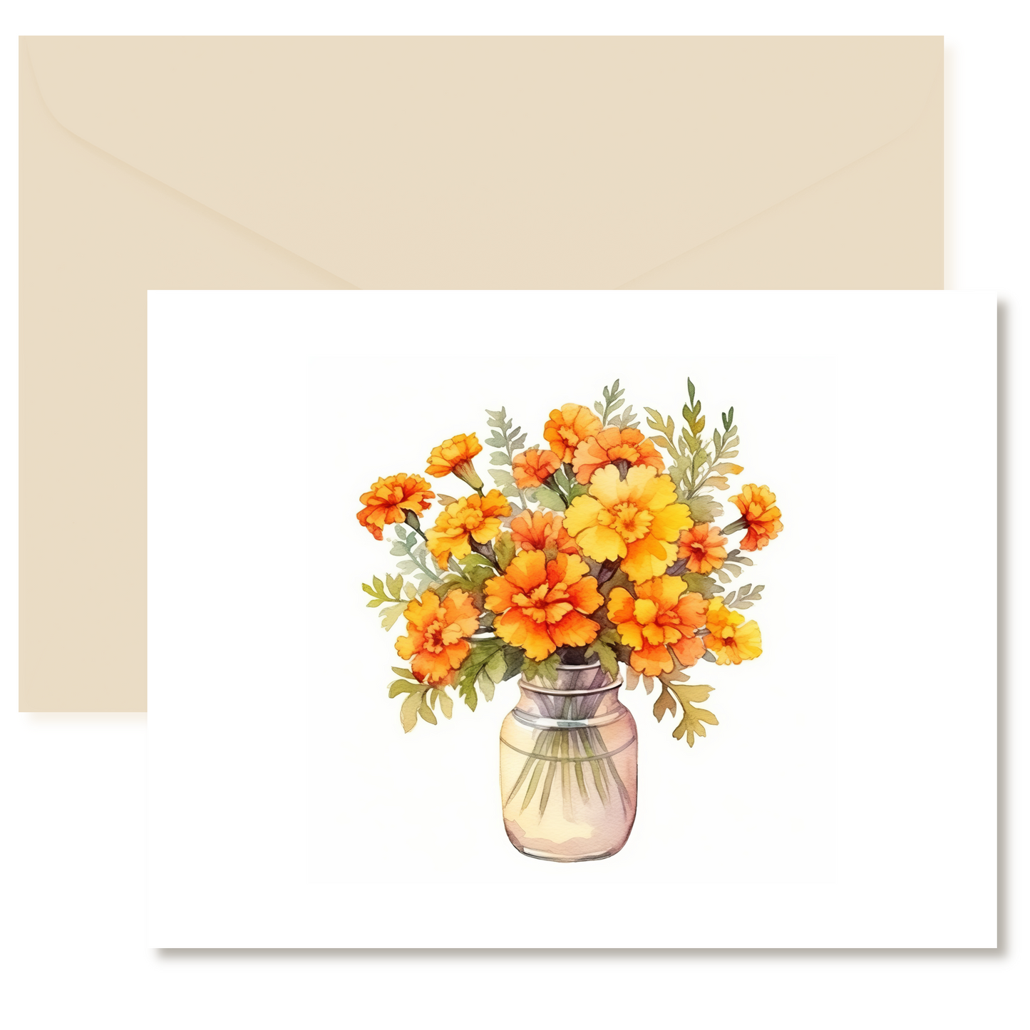 Marigolds in Jar Note Cards