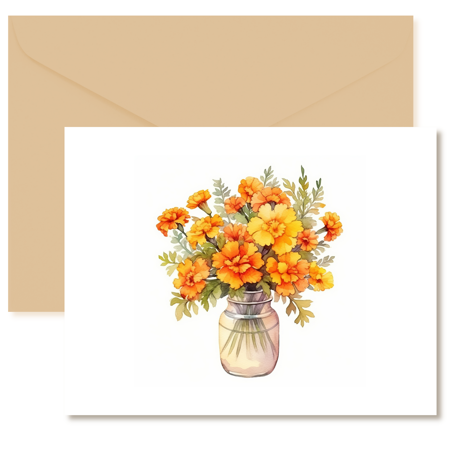Marigolds in Jar Note Cards