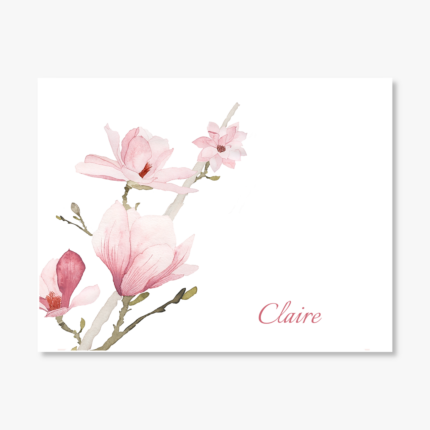 Pink Magnolia Personalized Note Cards