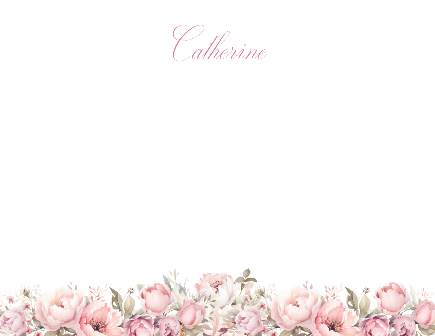 Pink Peony Border Flat Notes