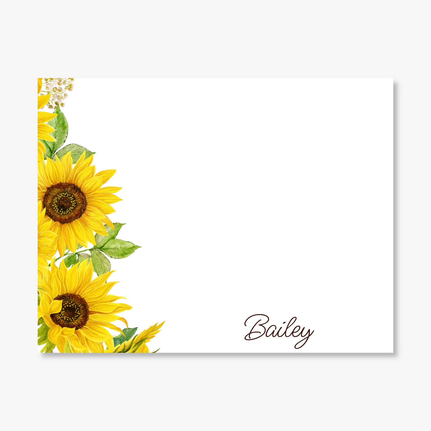 Bold Sunflower Border Flat Note Card Set