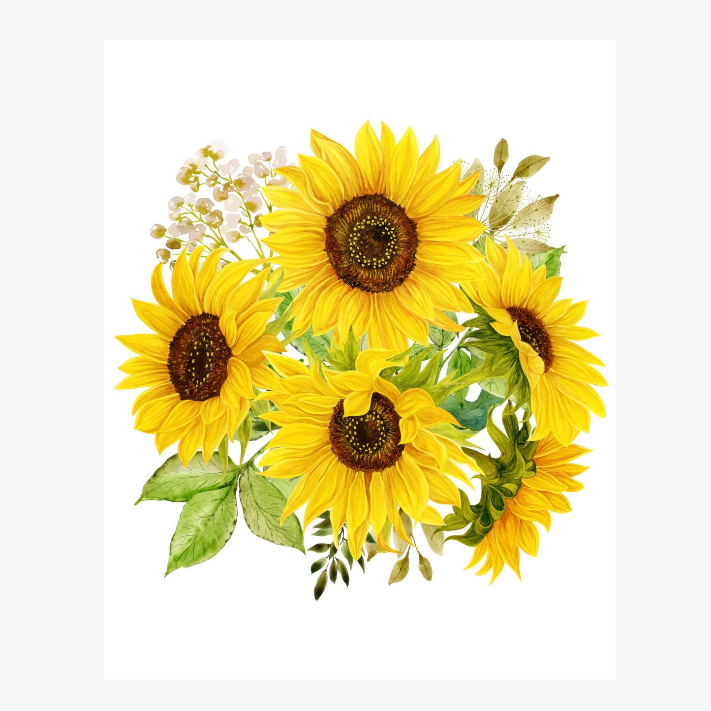 Bold Watercolor Sunflower Digital Print