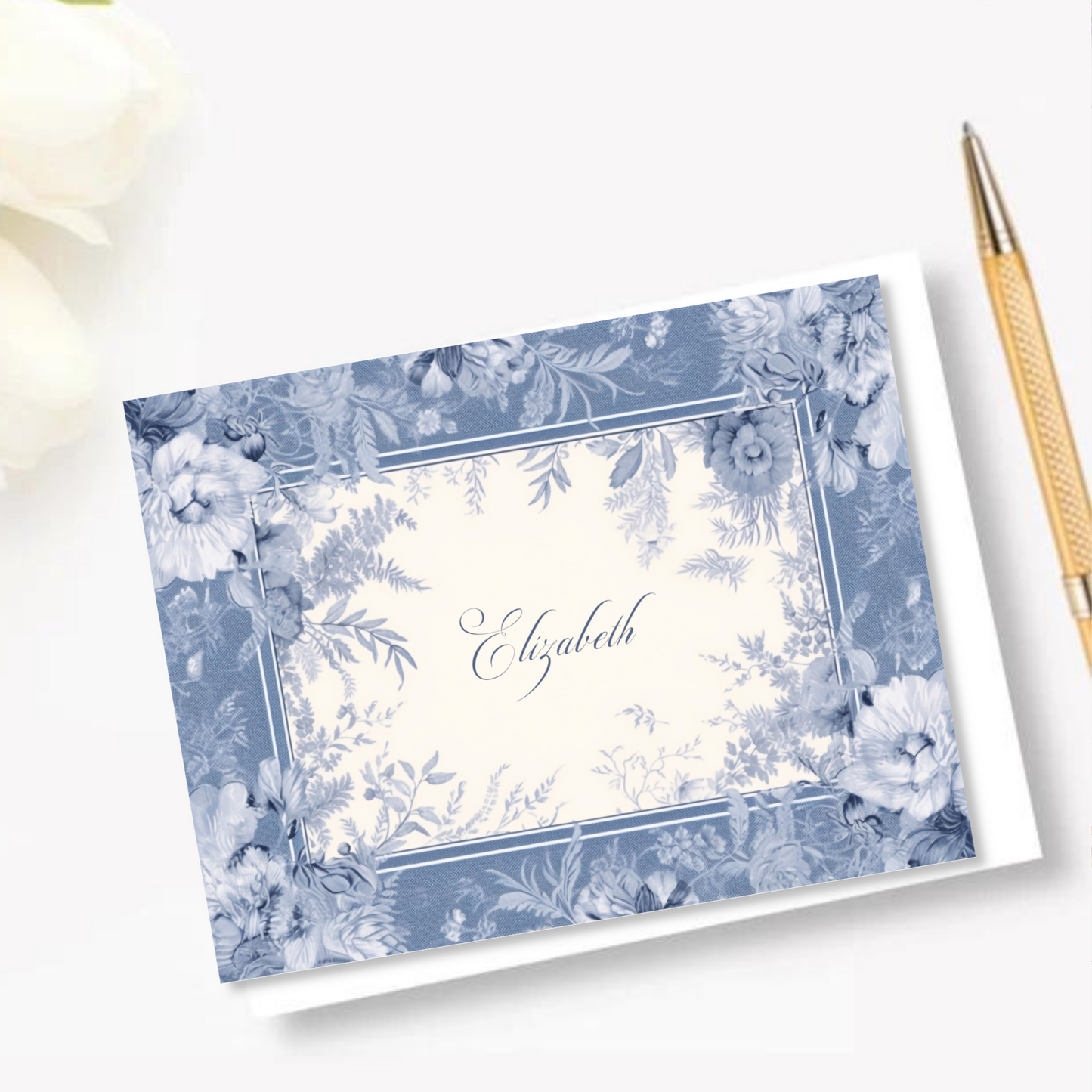 Blue Toile Pattern Note Cards