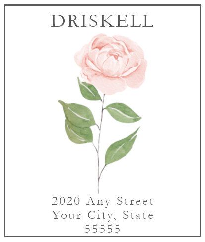 Pink Long Stem Rose Watercolor Printed Return Address Labels