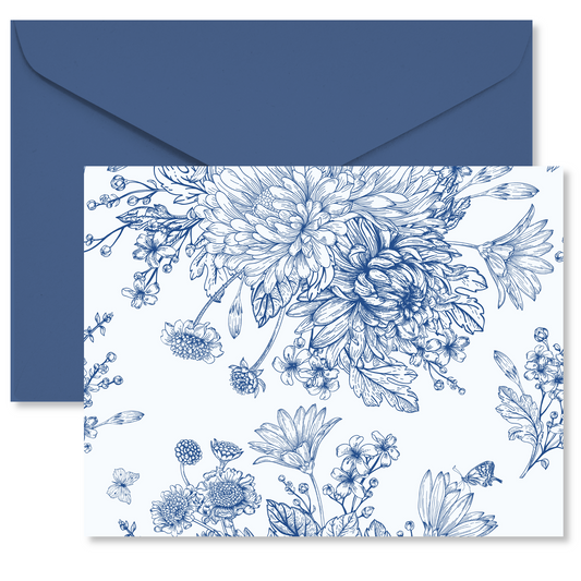Blue Floral Line Art Note Cards (Copy)