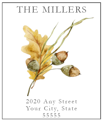 Watercolor Acorn Printed Return Address Labels