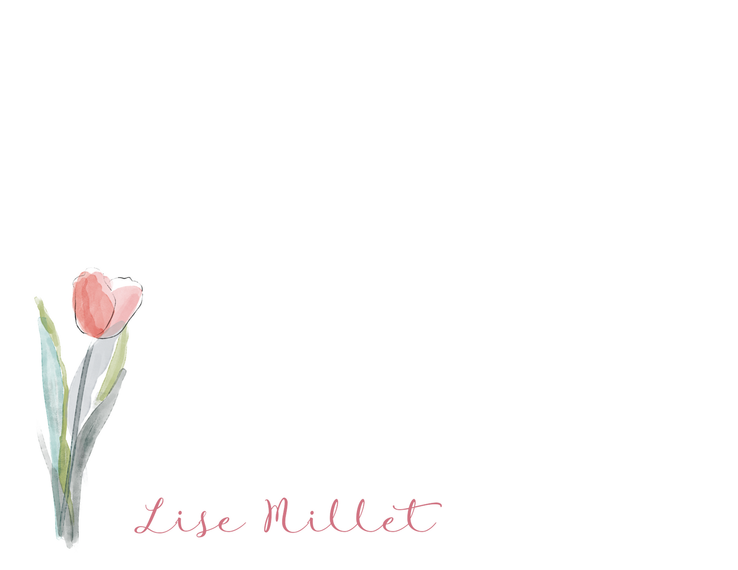 Delicate Line Art Tulips Stationery Set