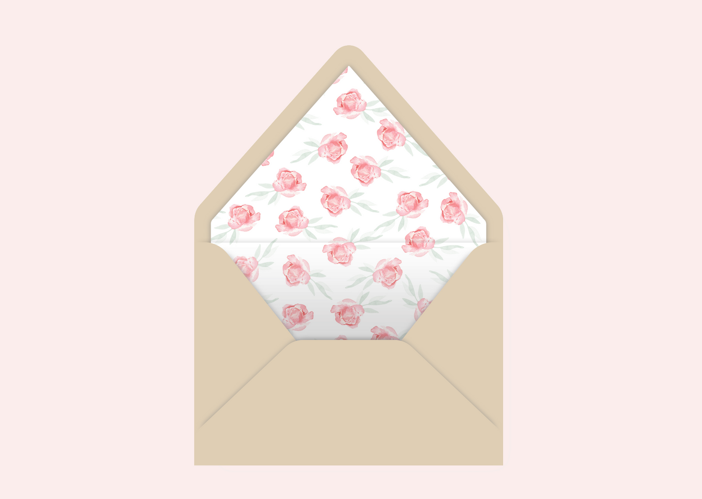 Digital Pink Rosebud Envelope Liner