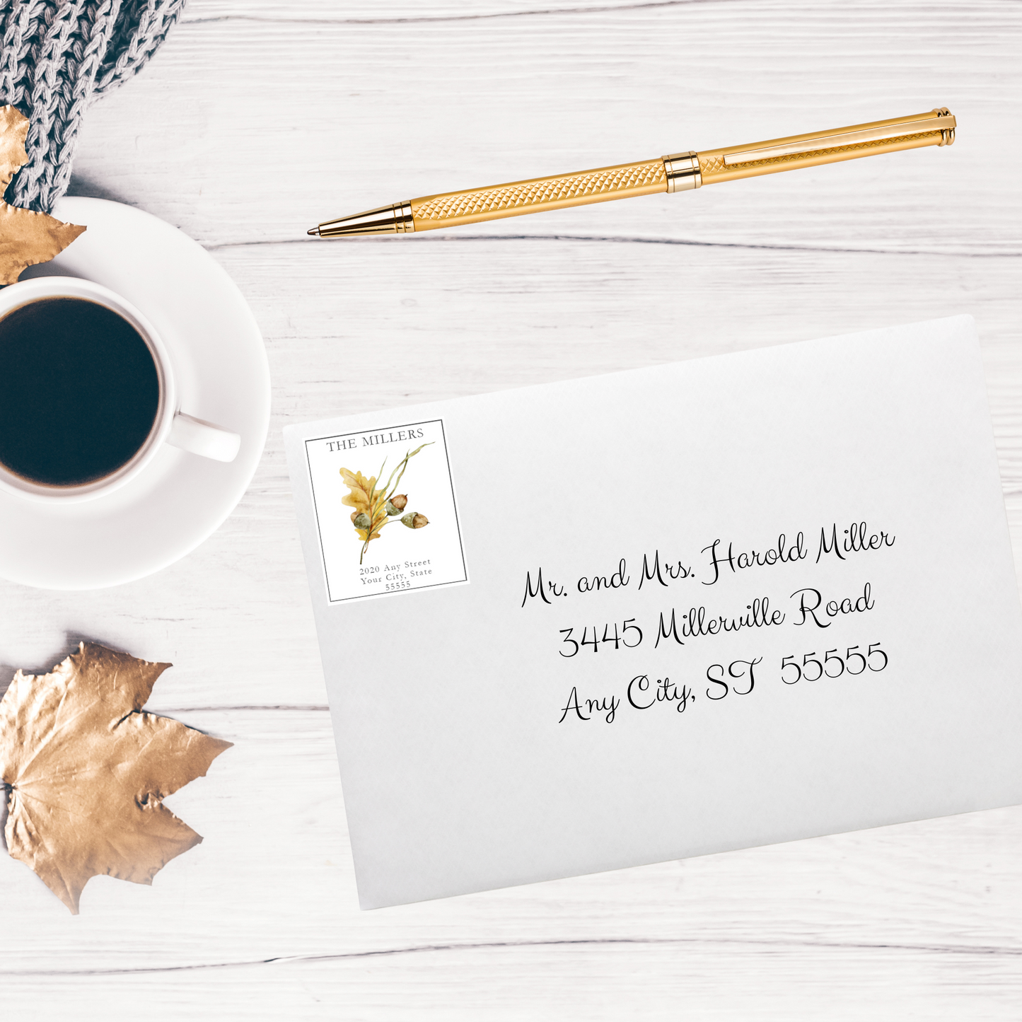 Watercolor Acorn Printed Return Address Labels
