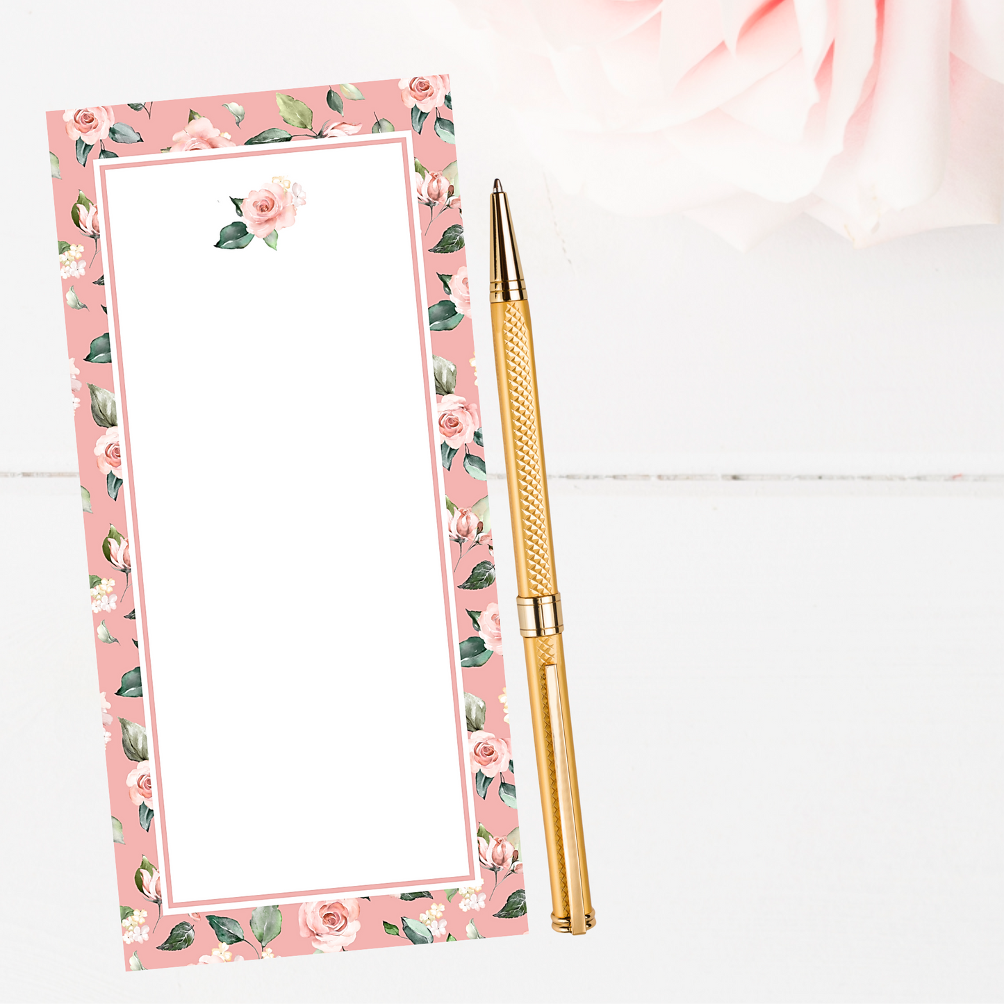 Rose Background Long Note Pad
