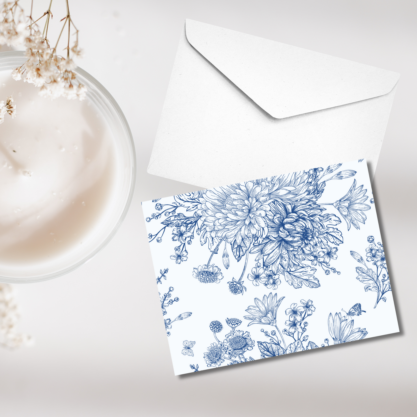 Blue Floral Line Art Note Cards (Copy)