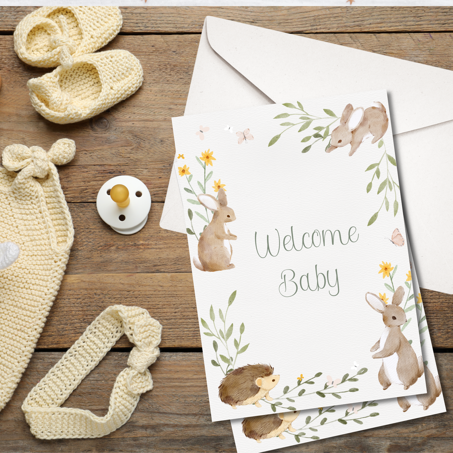 Woodland Animals Welcome Baby Card