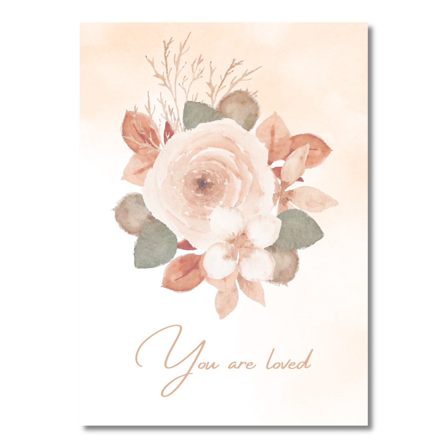 Peach Watercolor Floral You are Loved Greeting Card