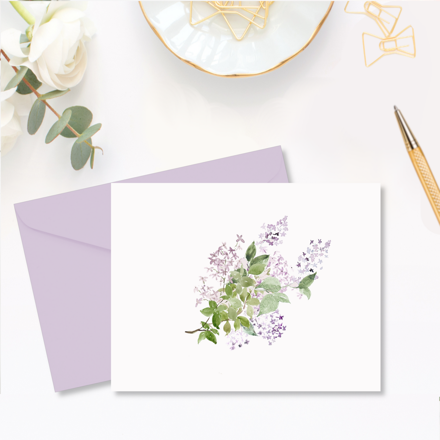Lilac Bouquet Watercolor Note Cards