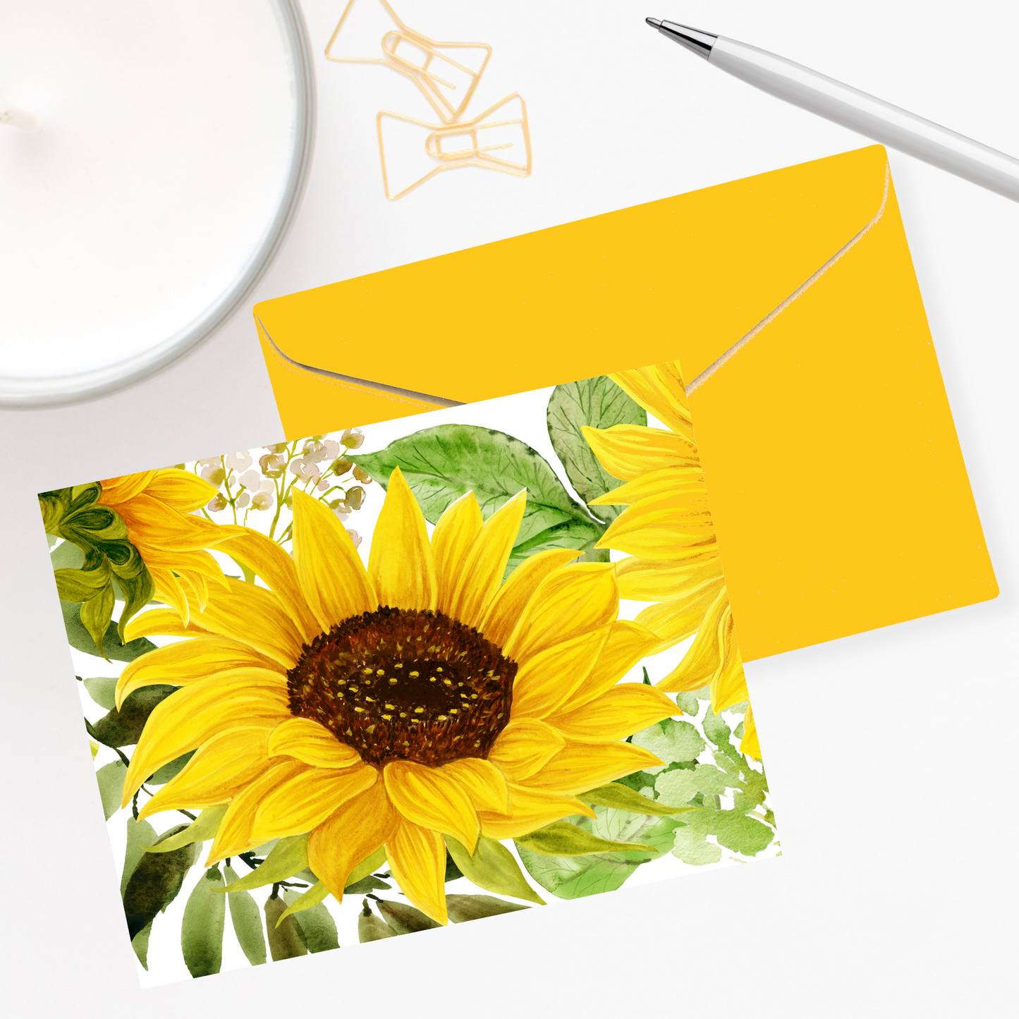 Bold Sunflower Watercolor Note Cards
