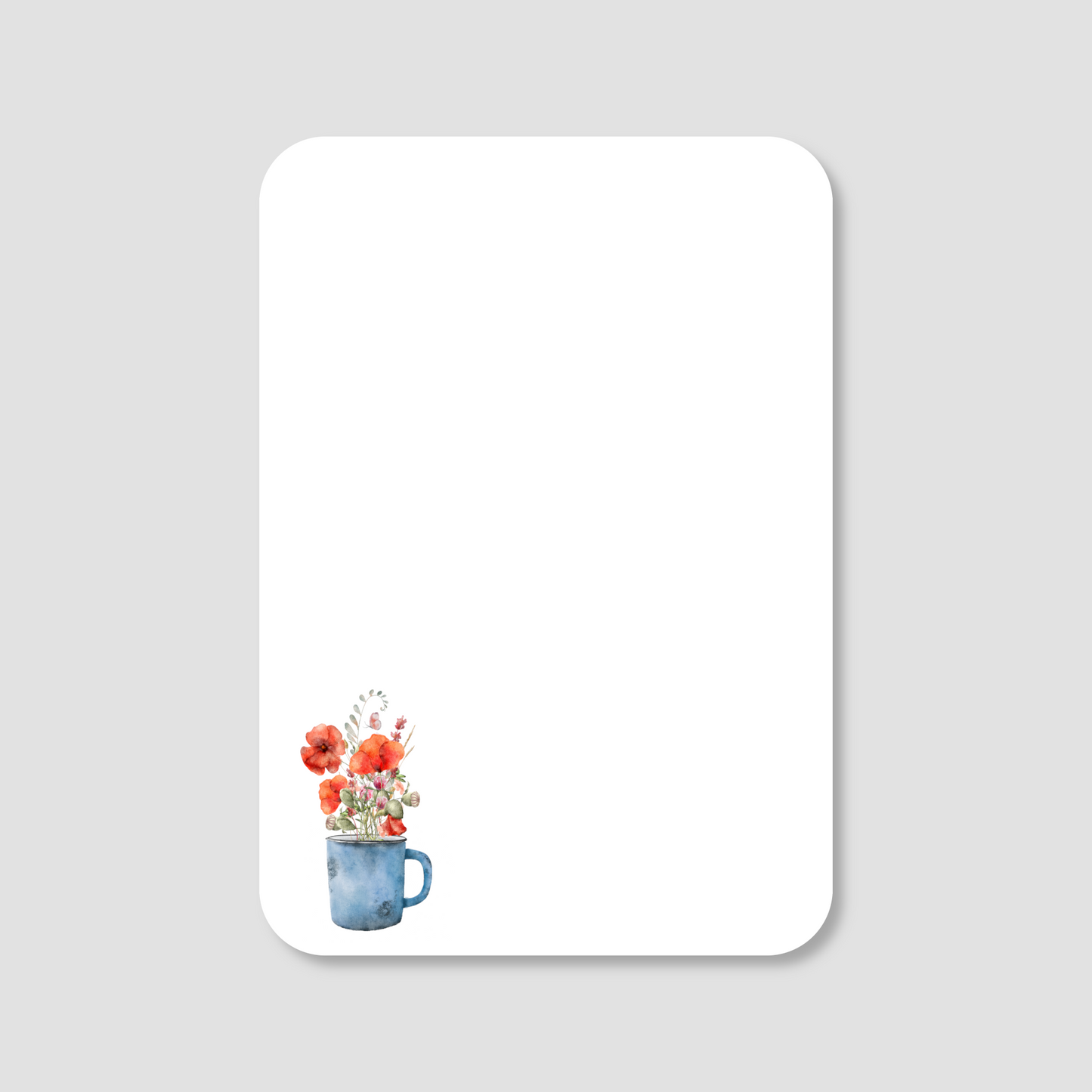 Red Poppies in Rustic Cup Flat Mini Note Cards