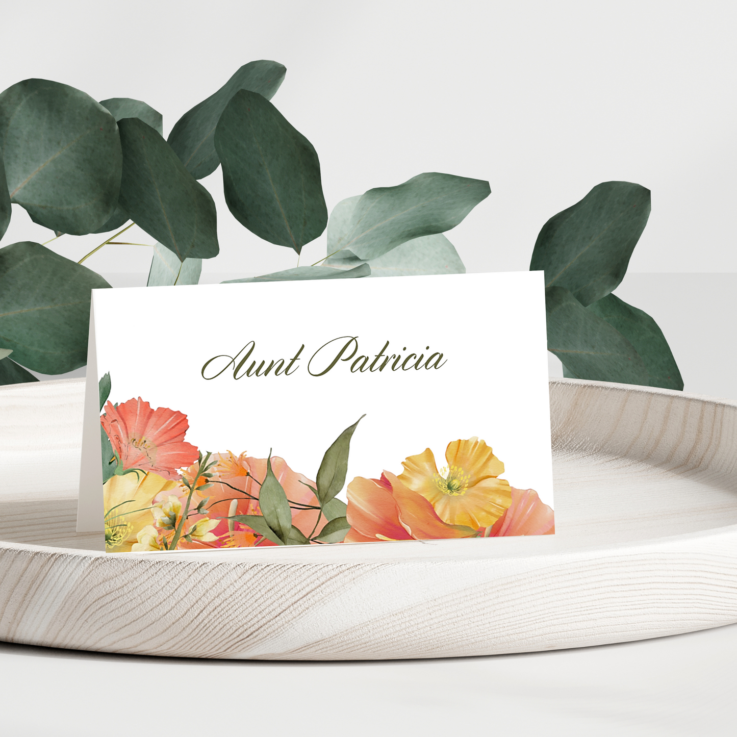 Autumn Poppies Printed Place Cards