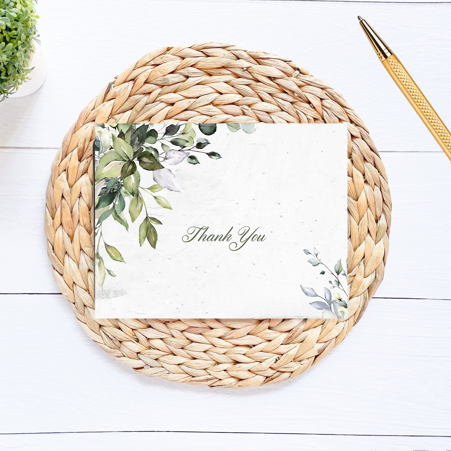 Greenery and Leaves Thank You Notes