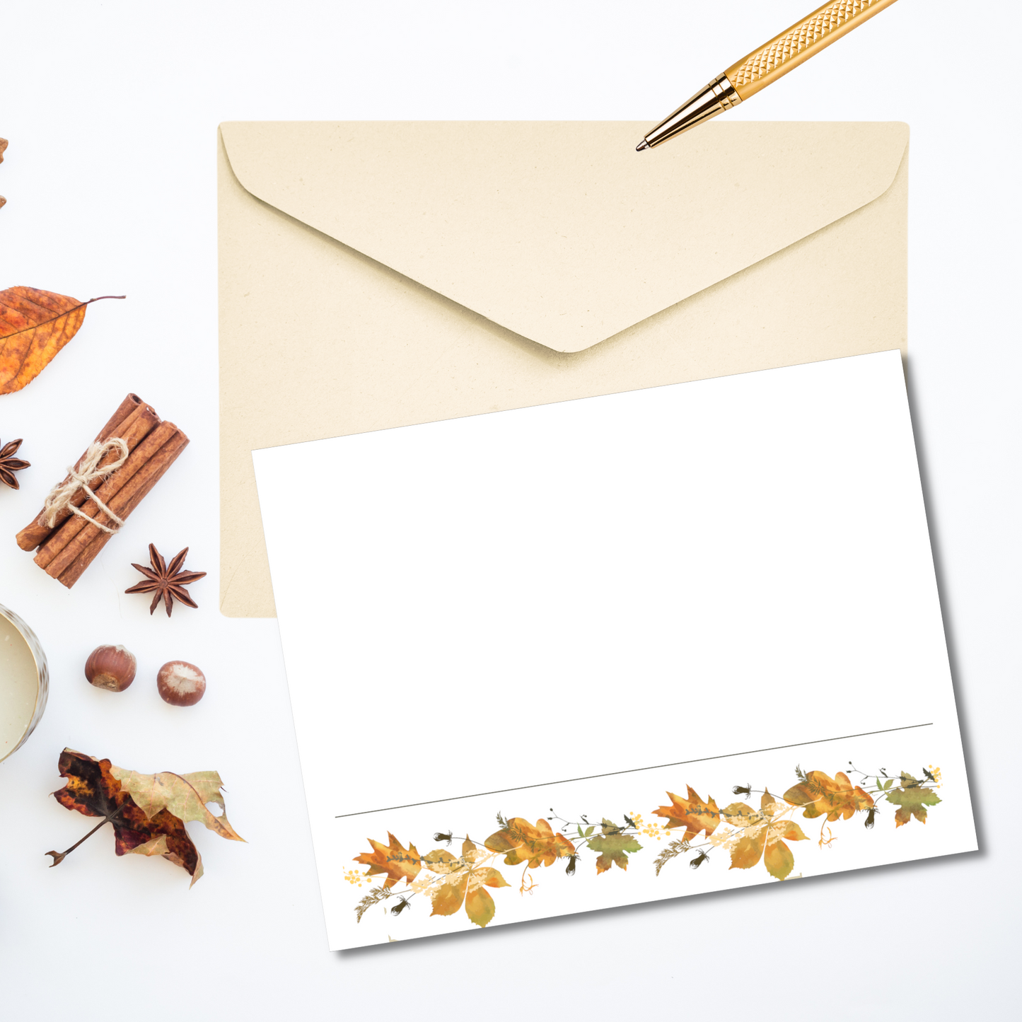Autumn Leaves Border Flat Notes