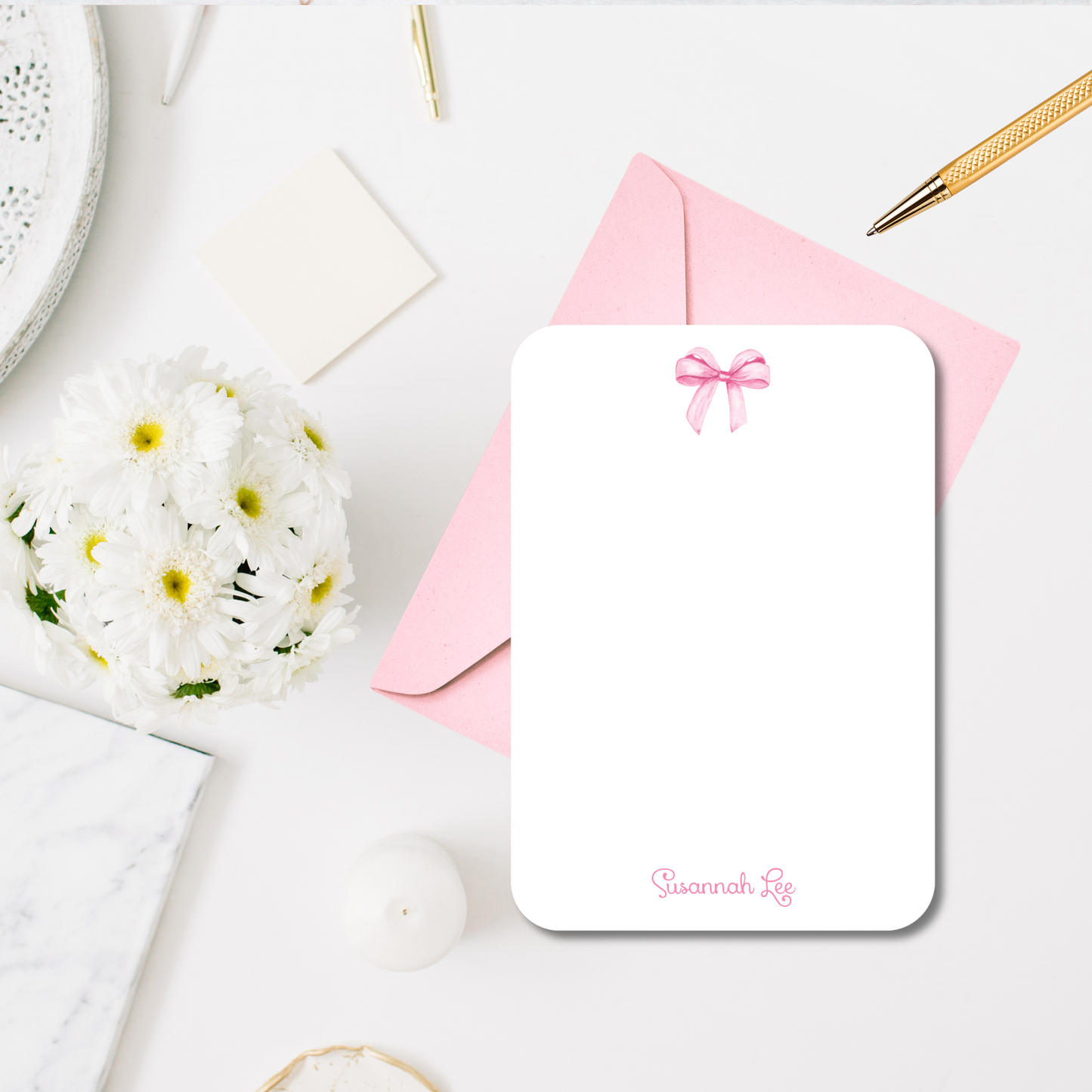 Pink Bow Mini Note Cards