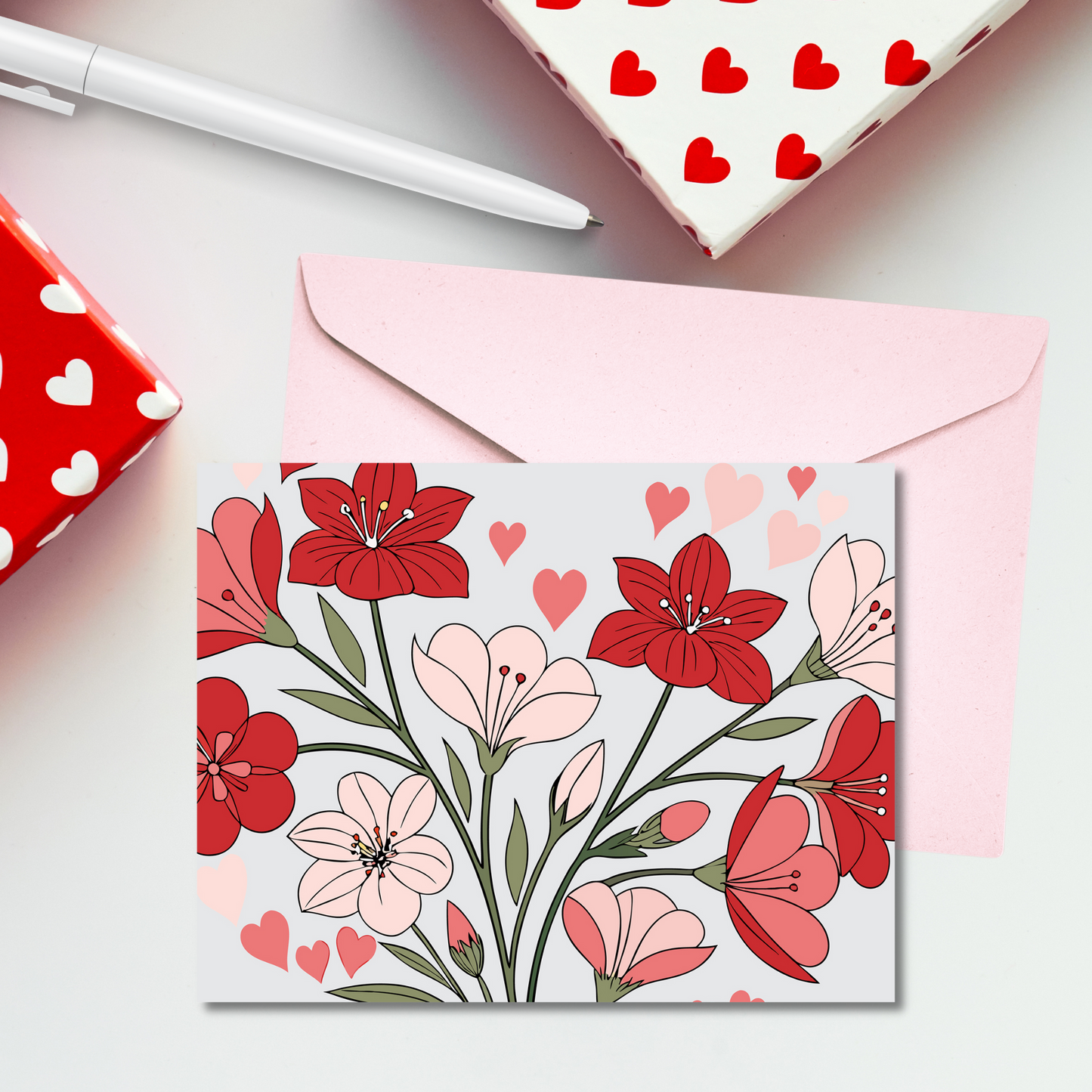 Valentine Floral Folded Notes