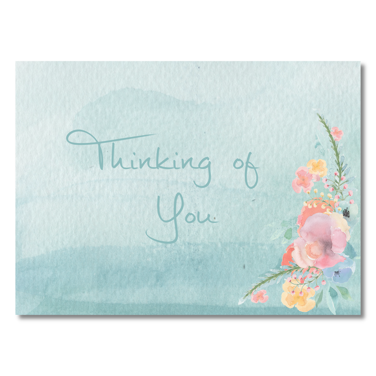 Watercolor Aqua Thinking of You Greeting Card