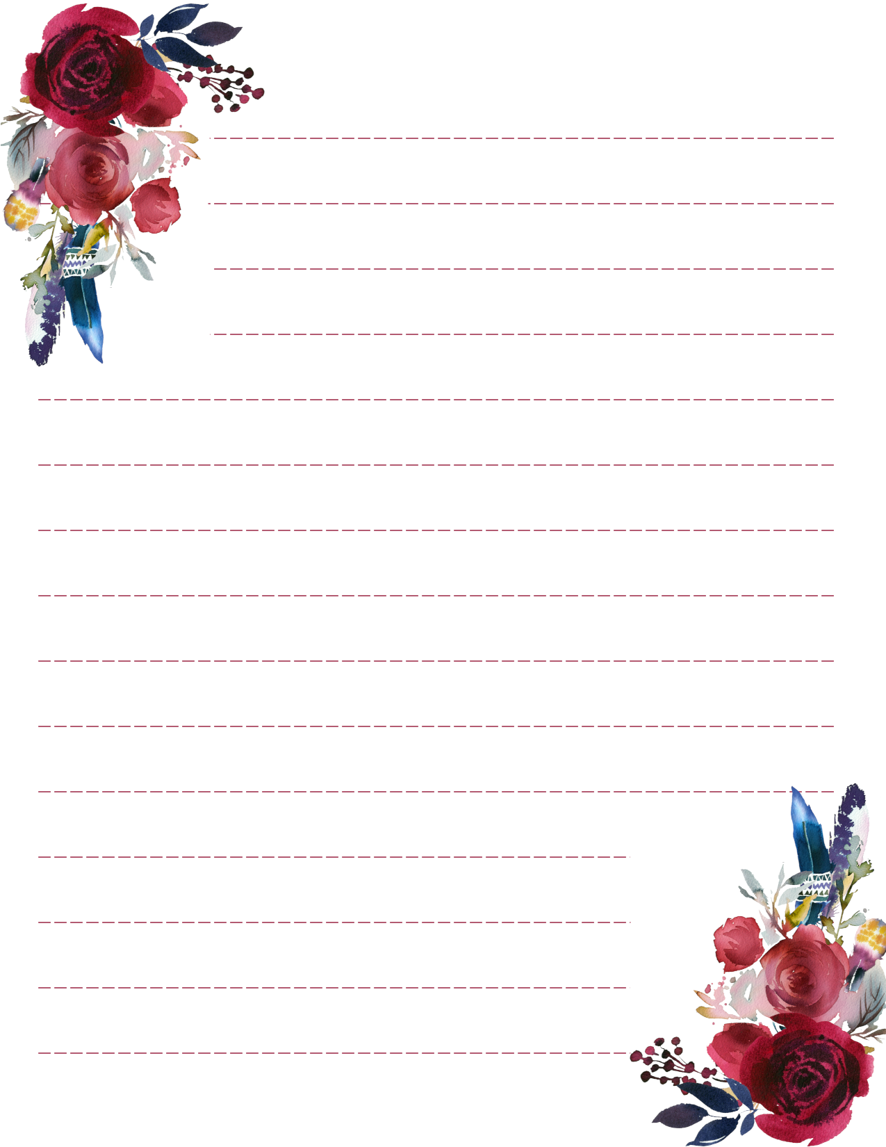 Burgundy Red Watercolor Floral Bouquet Note Pad | 50 Sheets