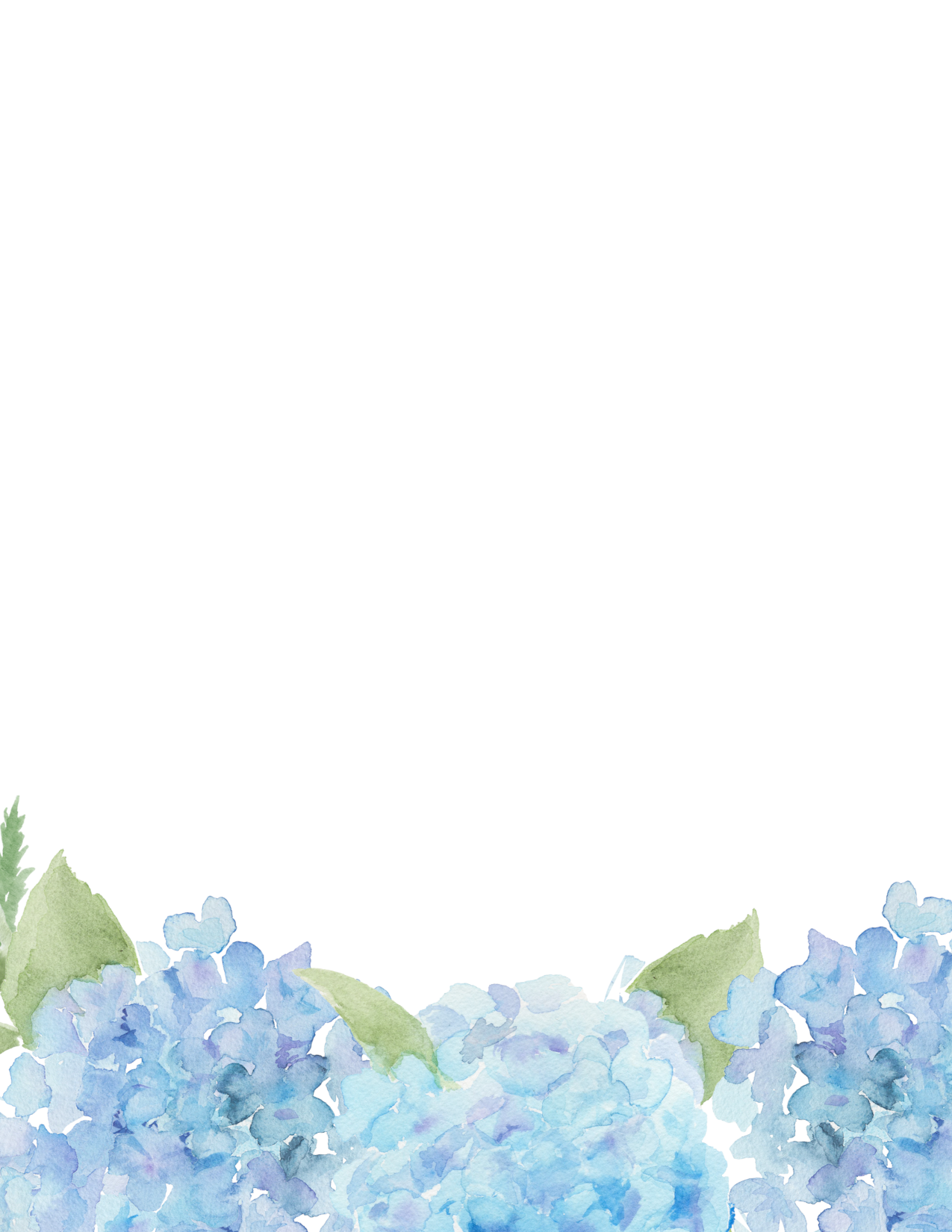 Blue Hydrangea Border Watercolor  Note Pad | 50 Sheets