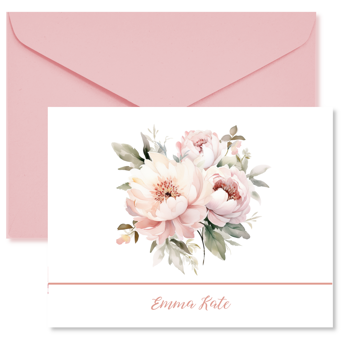 Peony Bouquet Personalized/Thank You Note Cards
