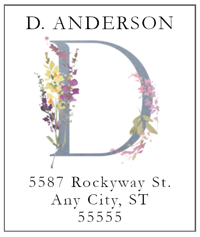 Watercolor Floral Monogram Printed Return Address Labels