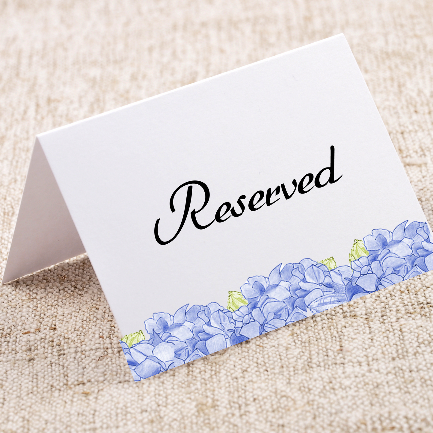 Blue Hydrangea Border Printed Place Cards