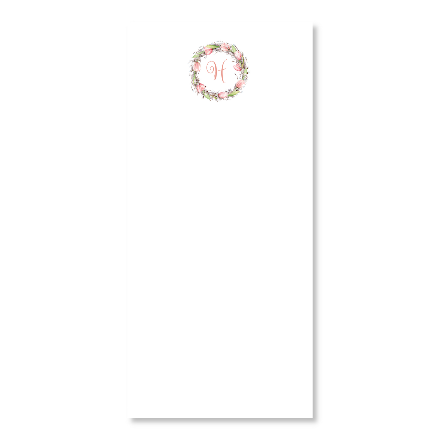 Tulip Wreath Monogrammed Long Note Pad