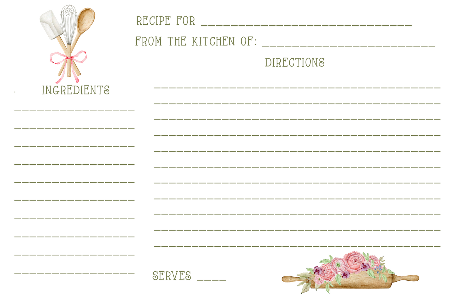 Baking Utensils Recipe Card