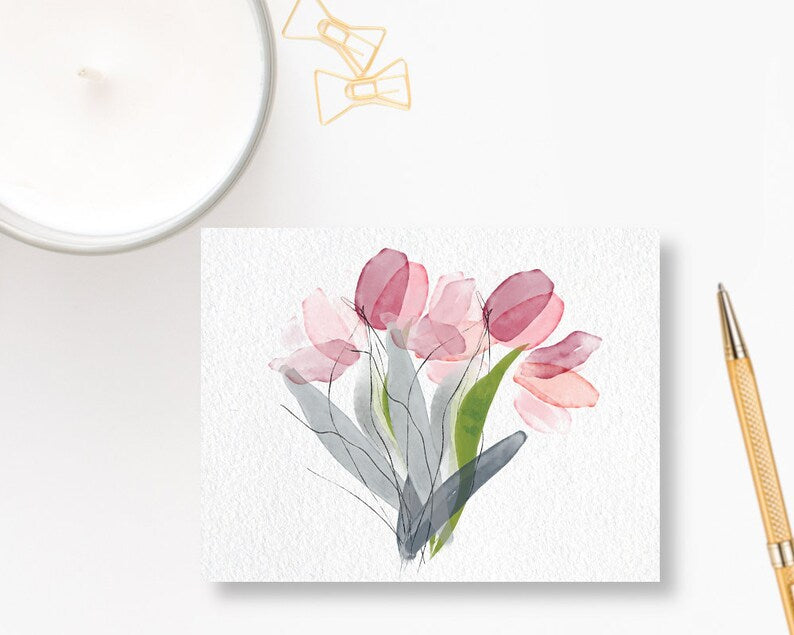 Delicate Line Art Tulips Stationery Set