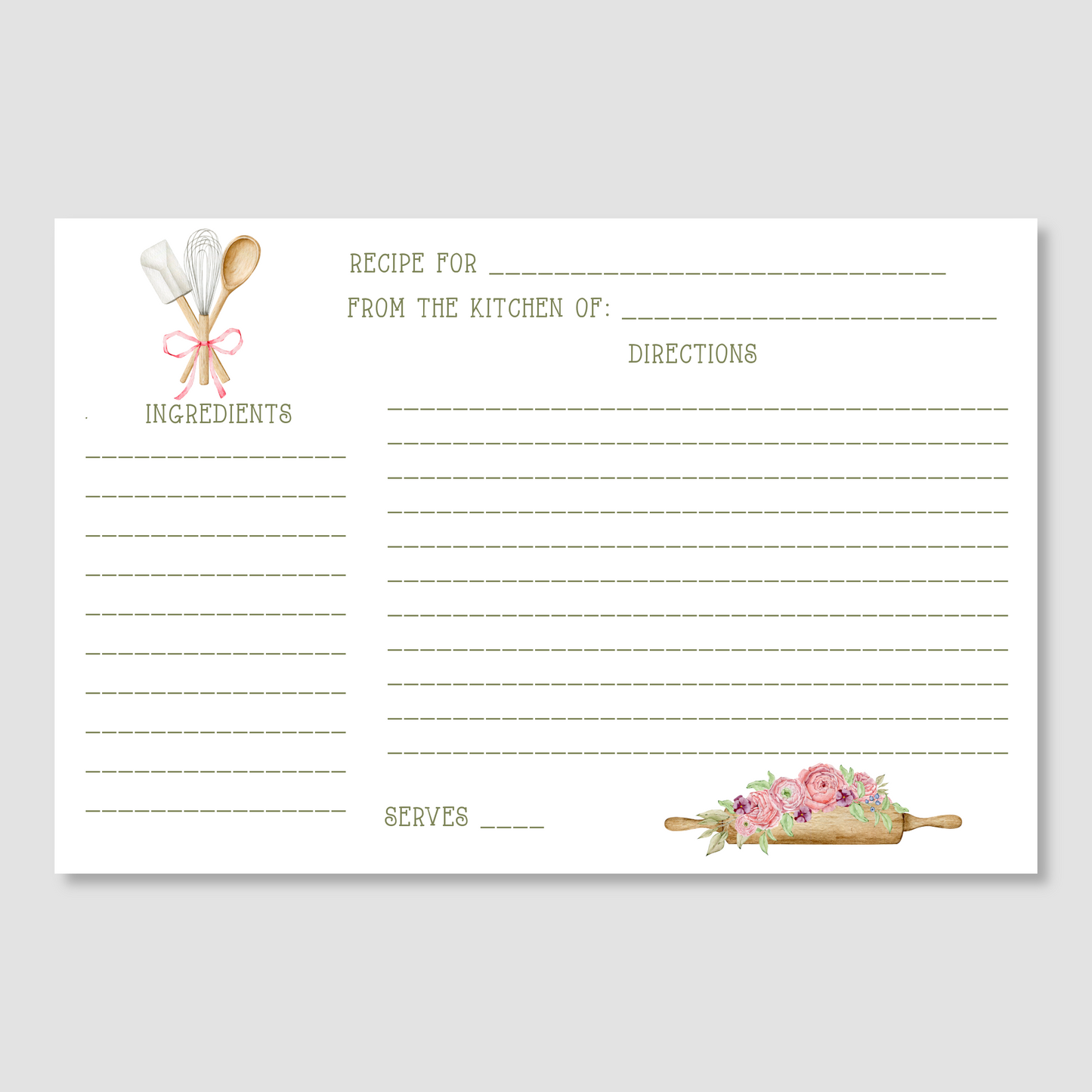 Baking Utensils Recipe Card