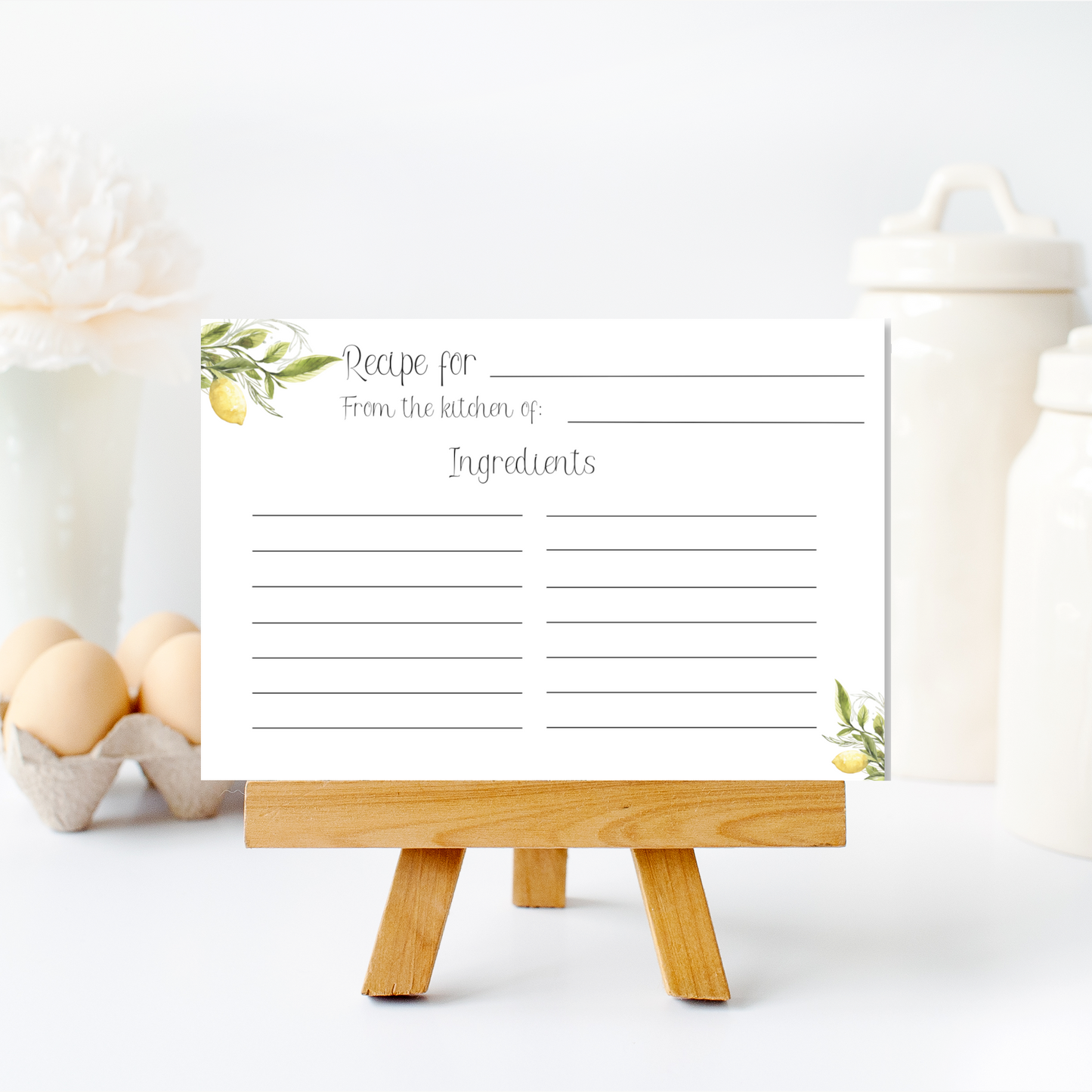 Printed Lemons Recipe Card