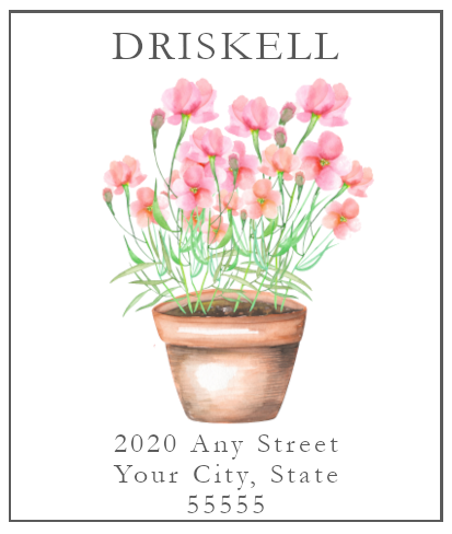 Pink Potted Floral Return Address Labels