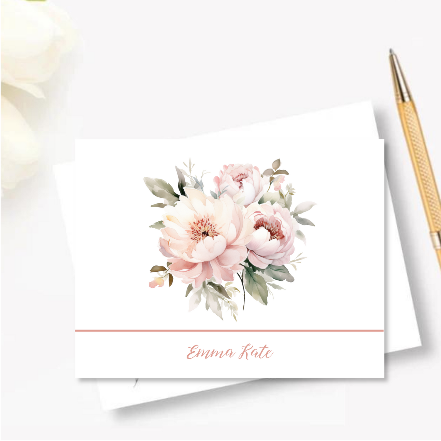 Peony Bouquet Personalized/Thank You Note Cards