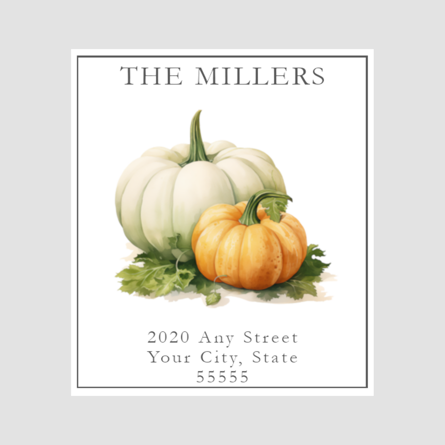 Autumn Pumpkins Printed Return Address Labels
