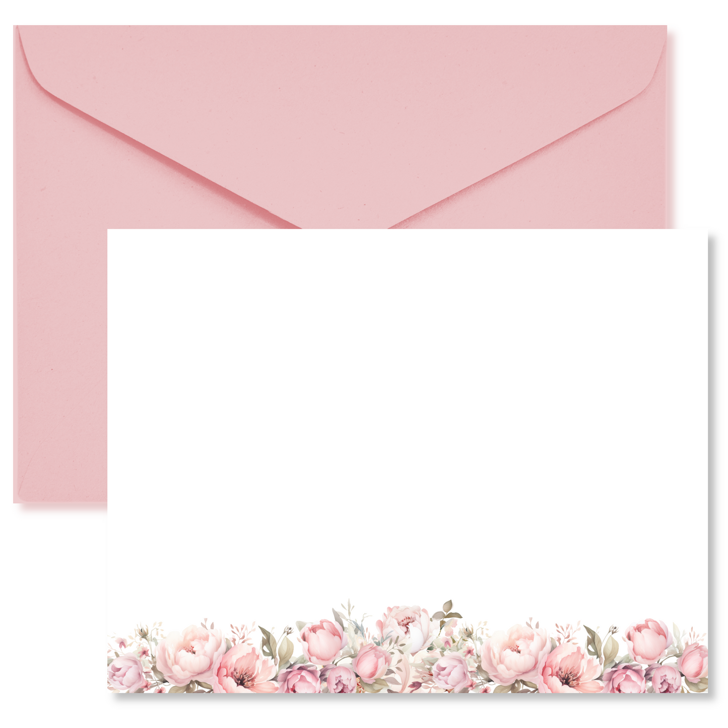 Pink Peony Border Flat Notes
