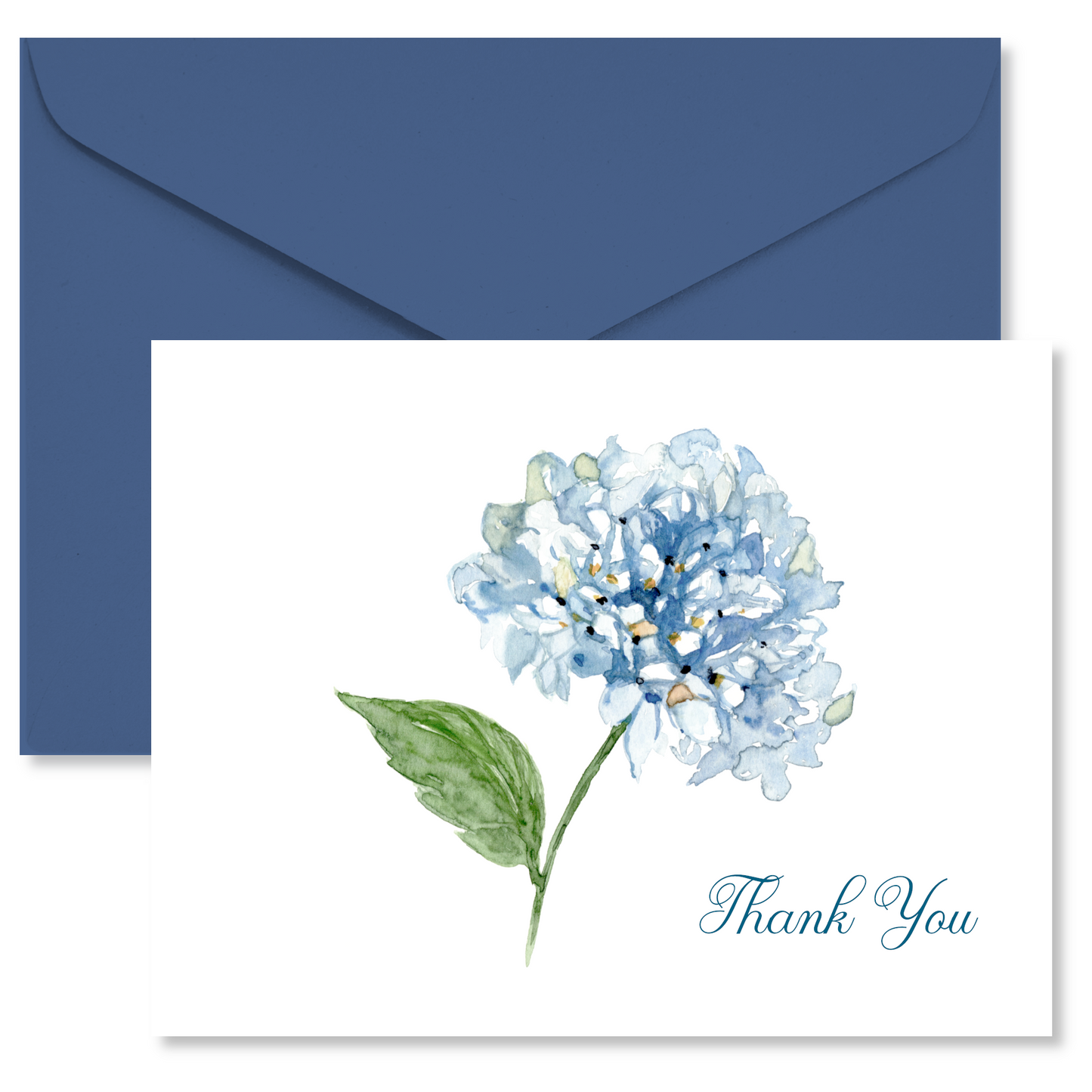 Blue Hydrangea Watercolor Personalized Note Cards