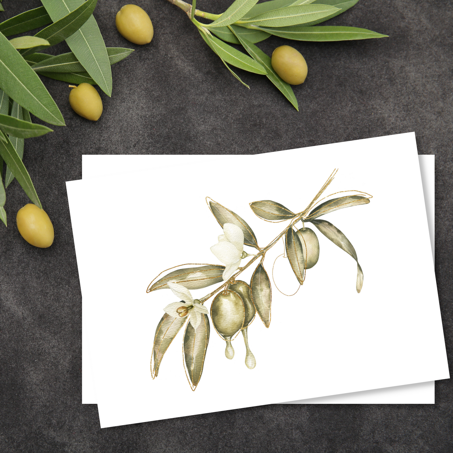 Watercolor Olives All Occasion Greeting Card
