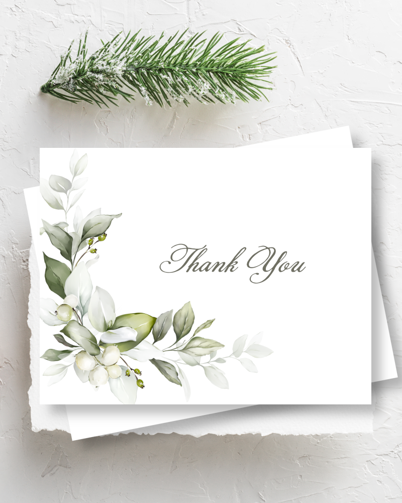 White Holly Thank You Notes