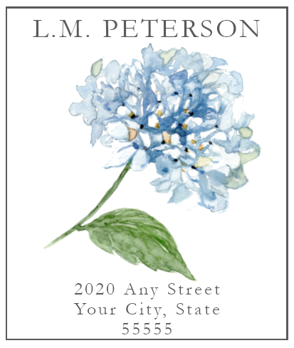 Blue Hydrangea Watercolor Printed Return Address Labels
